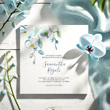 Blauwe Floral Bridal Shower-uitnodigingen
