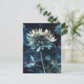 Blauwe Floral Briefkaart (Staand voorkant)