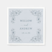  blauwe Floral bruiloft Servet (Voorkant)