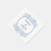 blauwe Floral bruiloft Servet (Hoek)