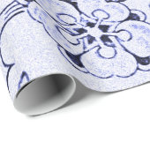  Blauwe Floral Cadeaupapier (Rol Hoek)