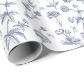  Blauwe Floral Cadeaupapier (Rol Hoek)