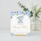 Blauwe Floral Elephant Hoe groot is mama's Belly G (Staand voorkant)