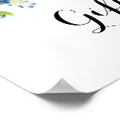 Blauwe Floral Hydrangea Cadeaubord Poster (Hoek)