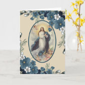Blauwe Floral | Katholiek | Maagmoeder Mary Kaart (Gele Bloem)