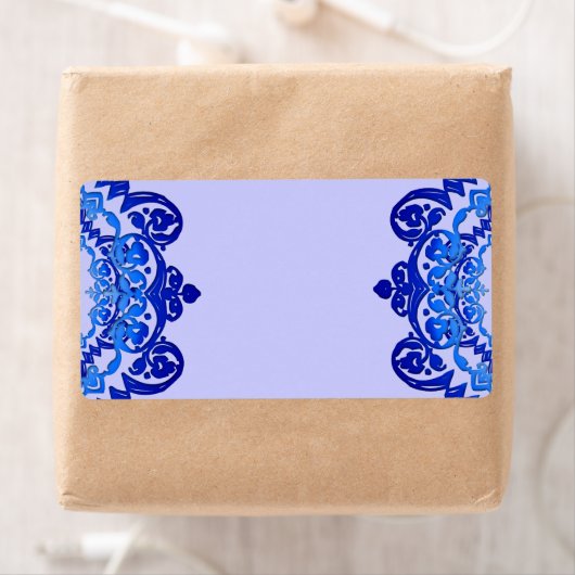 Blauwe Floral Kunst Blank Grote Etiketten (Insitu)