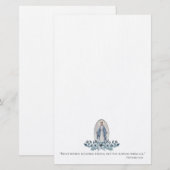 Blauwe Floral | Lady of Grace | Maagd Mary | Briefpapier (Voorkant / Achterkant)