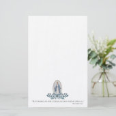 Blauwe Floral | Lady of Grace | Maagd Mary | Briefpapier (Staand voorkant)