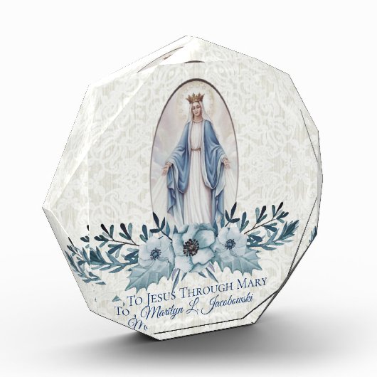 Blauwe Floral | Lady of Grace | Maagd Mary | Lace Fotoblokken (Links)