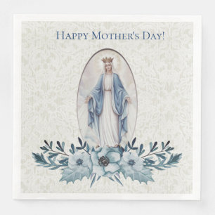 Blauwe Floral Lady of Grace Maagd Mary Lace Servet