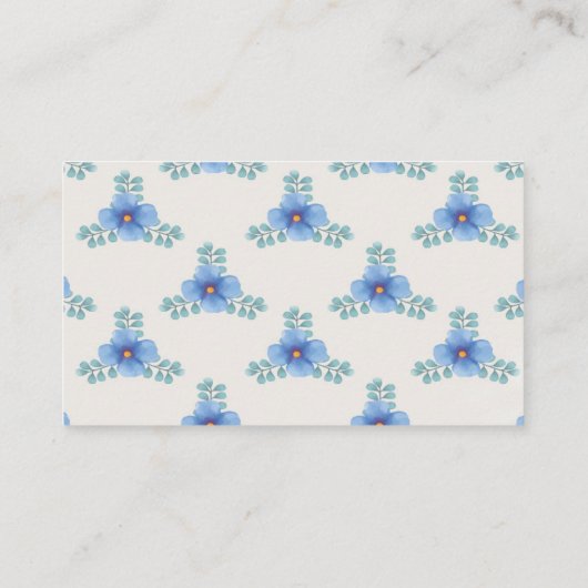 Blauwe Floral op White Moeders Helper Contactkaartje (Achterkant)