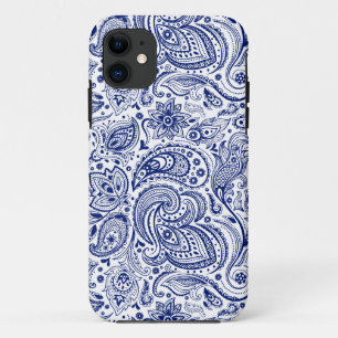 Blauwe  Floral Paisley Pattern iPhone 11 Hoesje