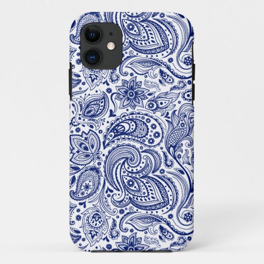 Blauwe  Floral Paisley Pattern Case-Mate iPhone Case (Achterkant)