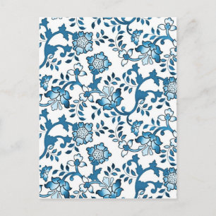  Blauwe Floral Pattern Illustratie Briefkaart