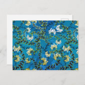  Blauwe Floral Pattern Illustratie Briefkaart (Voorkant / Achterkant)