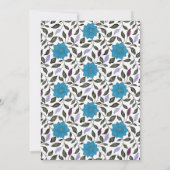 Blauwe Floral Pattern Wedding Kaart (Achterkant)