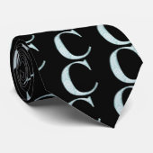 Blauwe Floral Print C monogram initialen Giften Stropdas (Opgerold)