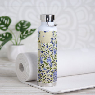 Blauwe Floral Quilt Waterfles