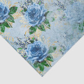 Blauwe Floral Roos Ephemera Tissuepapier (Detail)