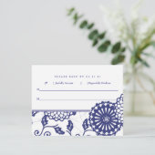 Blauwe Floral RSVP (Staand voorkant)