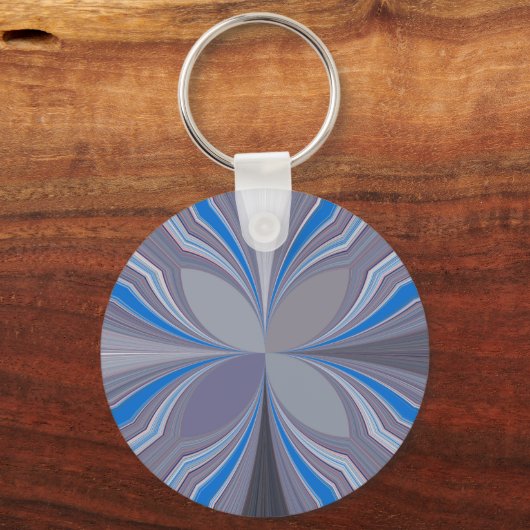 Blauwe Floral Sleutelhanger (Voorkant)