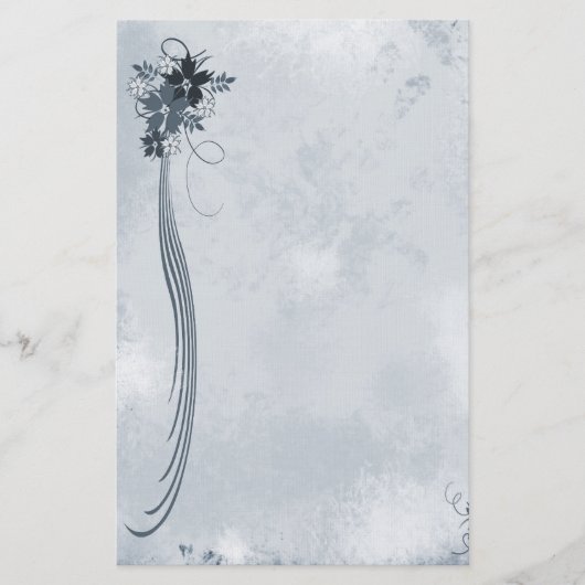 Blauwe Floral Stationery Briefpapier (Voorkant)