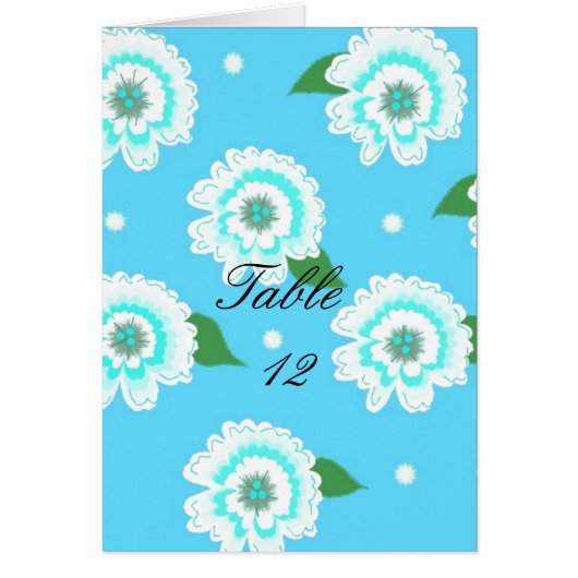 Blauwe Floral Table Seating Kaart (Voorkant)