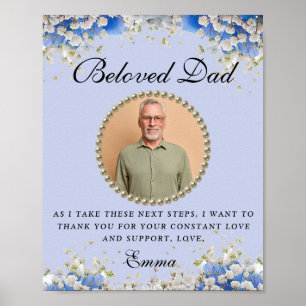 Blauwe Floral Vader van de Bride Dank u Gift Poster