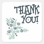 Blauwe Floral Vierkante Sticker (Voorkant)