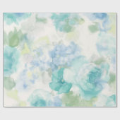 Blauwe Floral Waterverf bruiloft Cadeaupapier (Vlak)