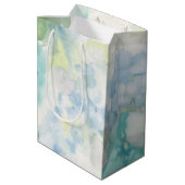 Blauwe Floral Waterverf bruiloft Medium Cadeauzakje (Achterkant Gekanteld)