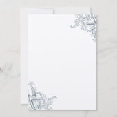 blauwe Floral Wedding sparen de Datum Uitnodiging (Achterkant)