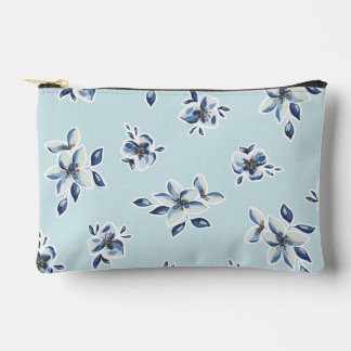Blauwe florale cosmetische zak etui