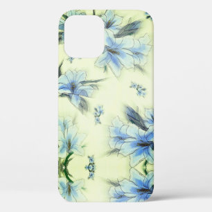 Blauwe florale Design Hoesje-Mate iPhone draagtas iPhone 12 Hoesje