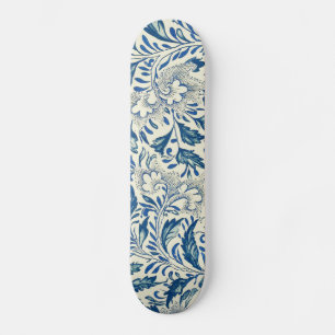 Blauwe florale Patroon Antiek Vintage Skateboard