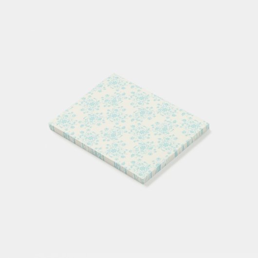 Blauwe florale post-it noten post-it® notes (Schuin)