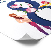 Blauwe Florale Vrouwendag Poster (Hoek)