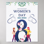 Blauwe Florale Vrouwendag Poster (Voorkant)