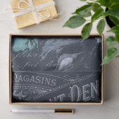  Blauwe Florals en Franse Ephemera-ontkoppeling Tissuepapier (Geschenk)