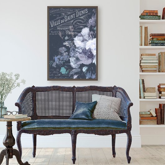  Blauwe Florals en Franse Ephemera-ontkoppeling Tissuepapier