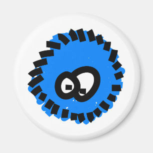 Blauwe fluffy Germ Magneet