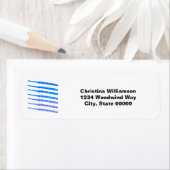 Blauwe fluiten personaliseren retouradres etiket (Insitu)