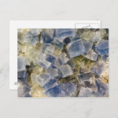 Blauwe fluorietkristallen in matrix briefkaart (Voorkant / Achterkant)