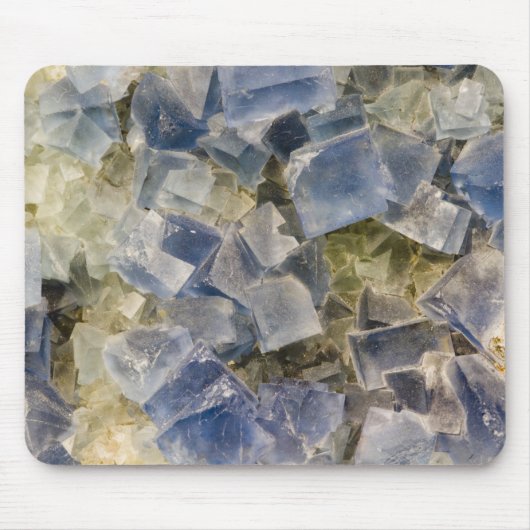 Blauwe fluorietkristallen in matrix muismat (Voorkant)