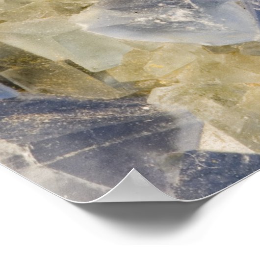 Blauwe fluorietkristallen in matrix poster (Hoek)