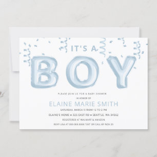 Blauwe Folie ballonnen Confetti Boy Baby shower Kaart