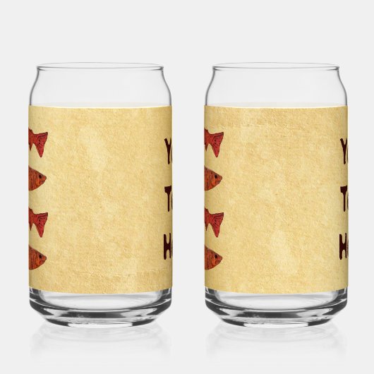 Blauwe Folk Art Forel/Zalm Blikvorm Glas (Links)