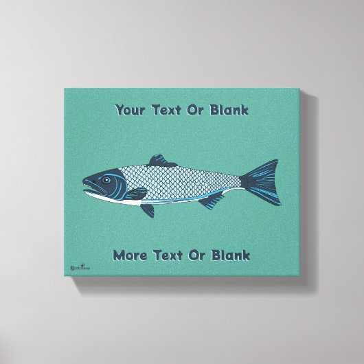 Blauwe Folk Art Forel/Zalm Canvas Afdruk (Voorkant)