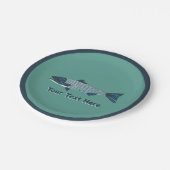 Blauwe Folk Art Forel/Zalm Papieren Bordje (Gekanteld)