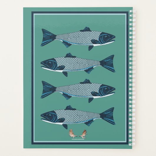 Blauwe Folk Art Forel/Zalm Planner (Achterkant)